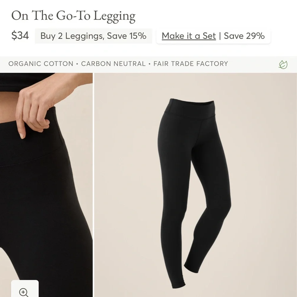 NWOT Pact Organic Cotton Black Leggings - Picture 9 of 9